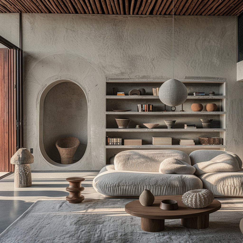 Despacho de Diseño de Interiores, Flore Santin, Render de vista frontal de sala moderna realizada por FloreSantin